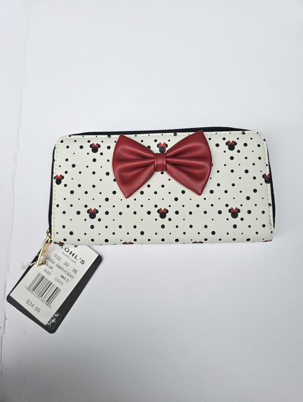 Disney Minnie Mouse Wallet Red Bow Polka Dots Travel Clutch New With Tags